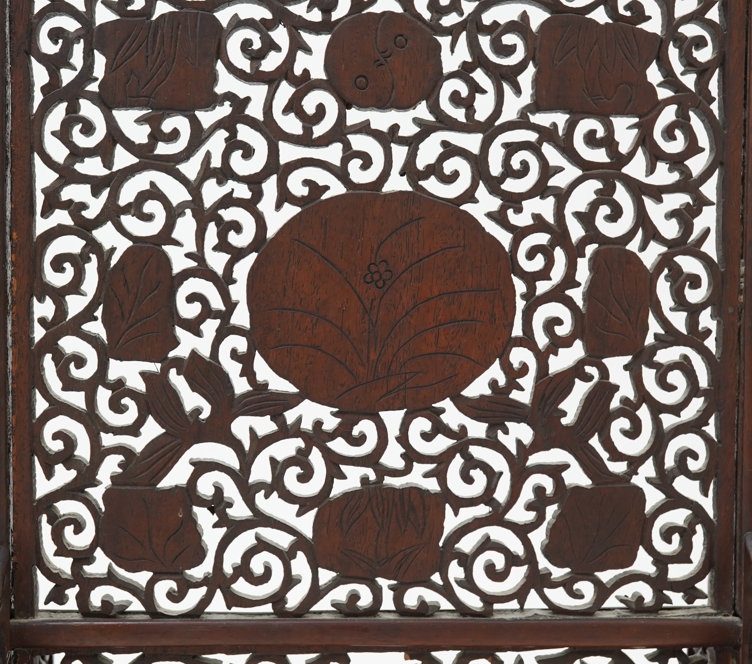 A Chinese jade and hardstone mounted hongmu table screen, late 19th/early 20th century
